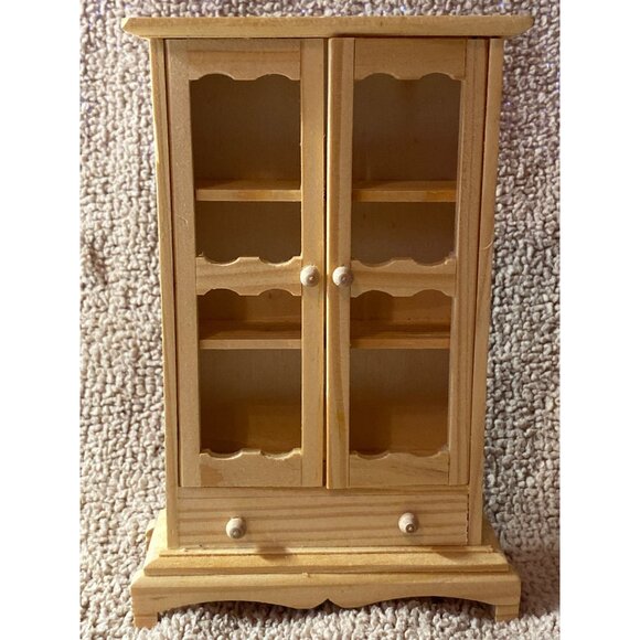 VTG Doll House Miniature Furniture Miscellaneous Unfinished Wood Hutch Dry Sink - Picture 2 of 13